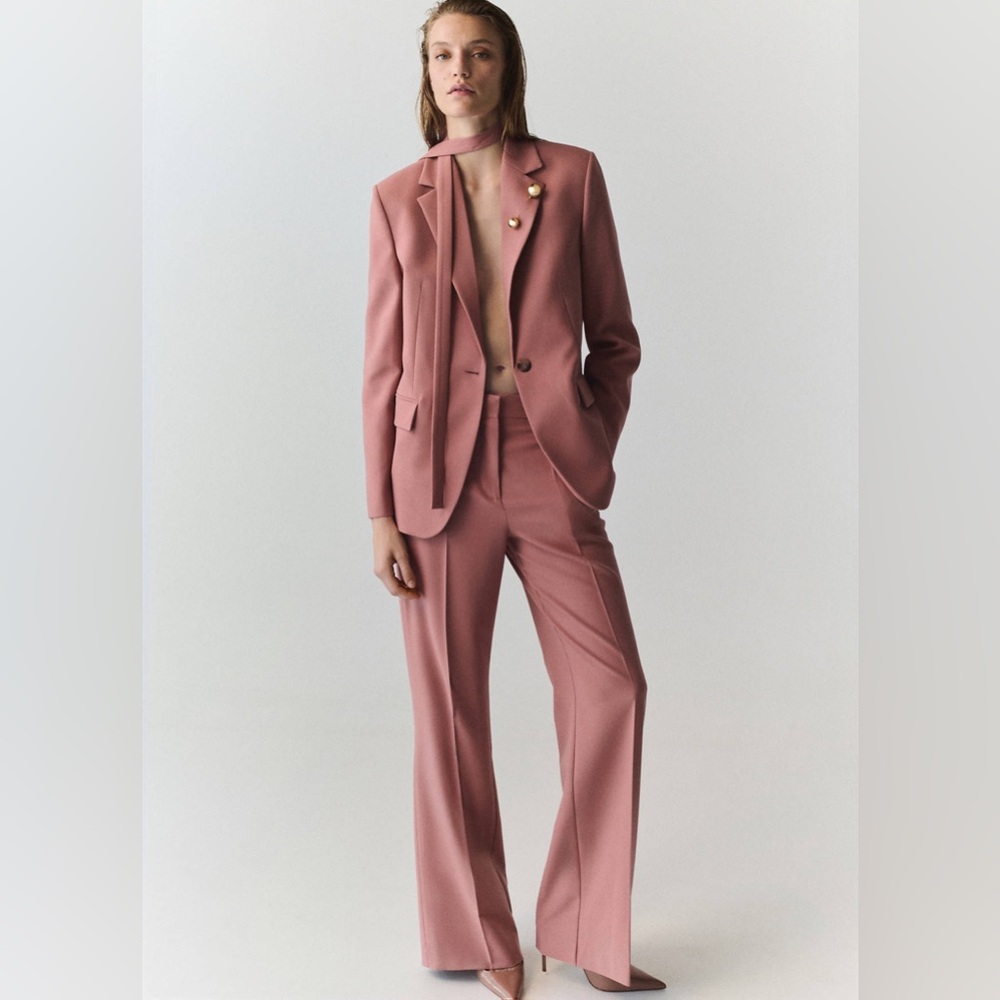 NWT MANGO Straight Fit Trousers in Pink